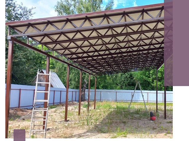 Односкатные навесы под ключ в Протвине — изготовление и монтаж